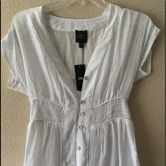 2B Bebe Tops - 2b Bebe White Blouse w Buttons NWT